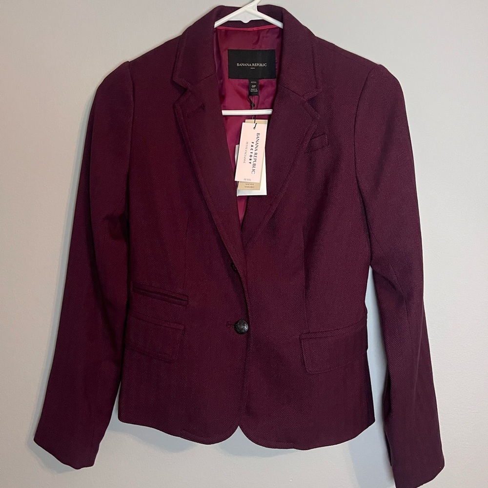 Banana Republic Factory Petite Women's Burgundy Blazer